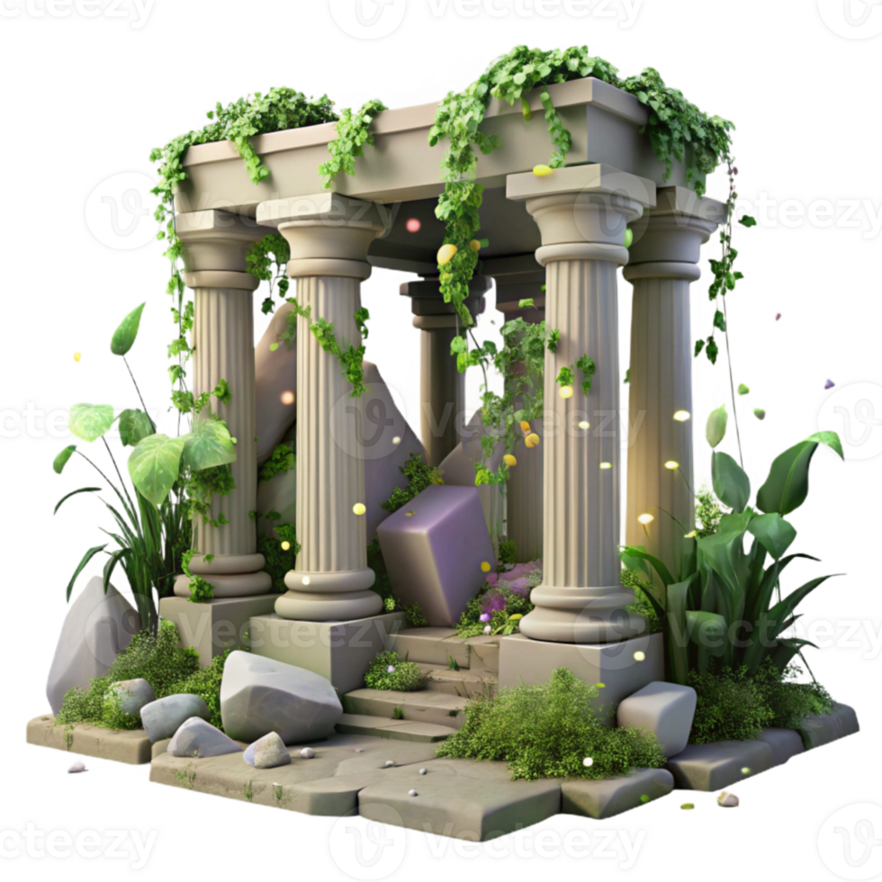 extraordinary artistic Ancient Ruins Overgrown with Vines Cutout for Jungle Scenes exclusive png