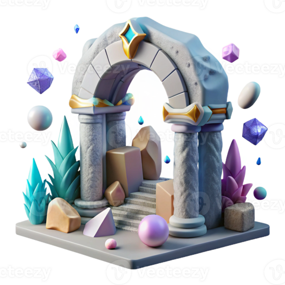 stunning abstract Ancient Ruins Stone Arch Transparent Background authentic png