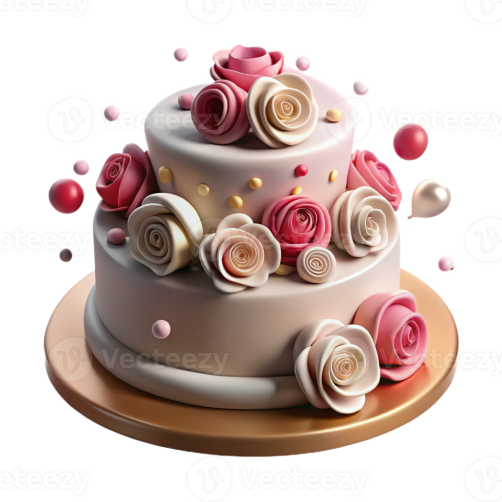 wonderful abstract Anniversary Cake with Roses Transparent for Romantic Celebrations high quality png