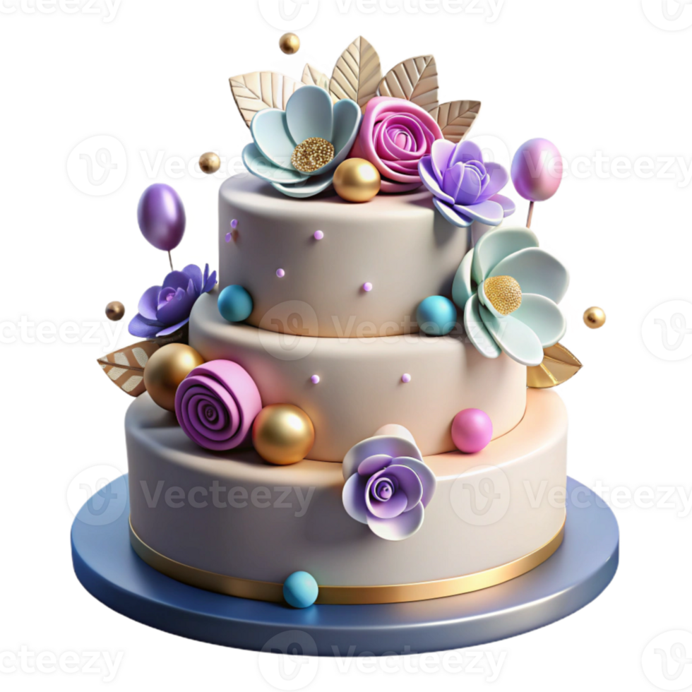 wonderful traditional Anniversary Cake with Topper and Flowers Transparent for Romantic Celebrations authentic png