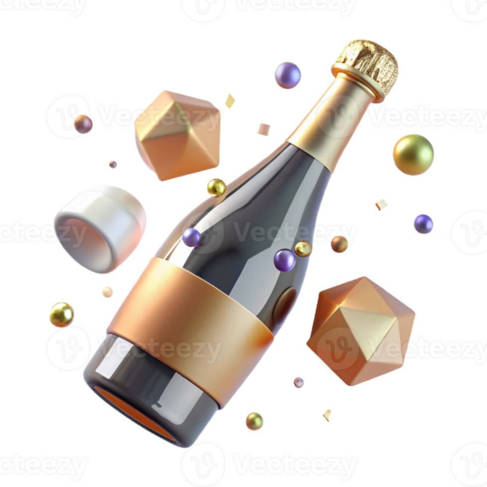 serene minimalist Anniversary Champagne Bottle Celebration Drink Isolated authentic png