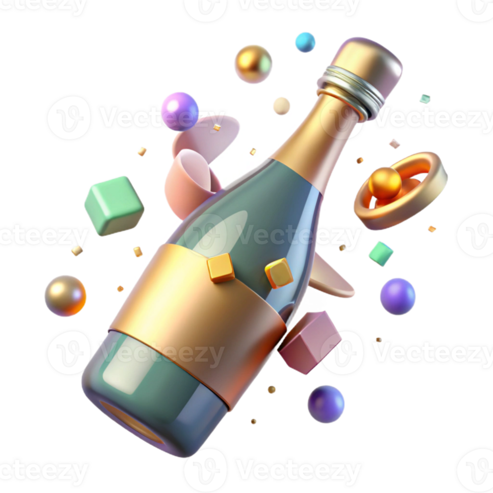 wonderful rustic Anniversary Champagne Bottle Transparent for Celebration Toasts professional png