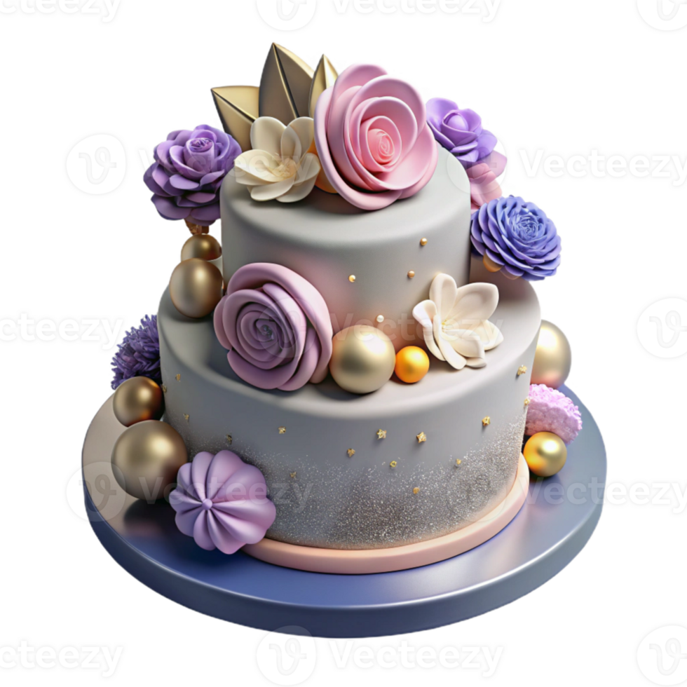 magnificent abstract Anniversary Cake with Topper and Flowers Transparent for Romantic Celebrations png