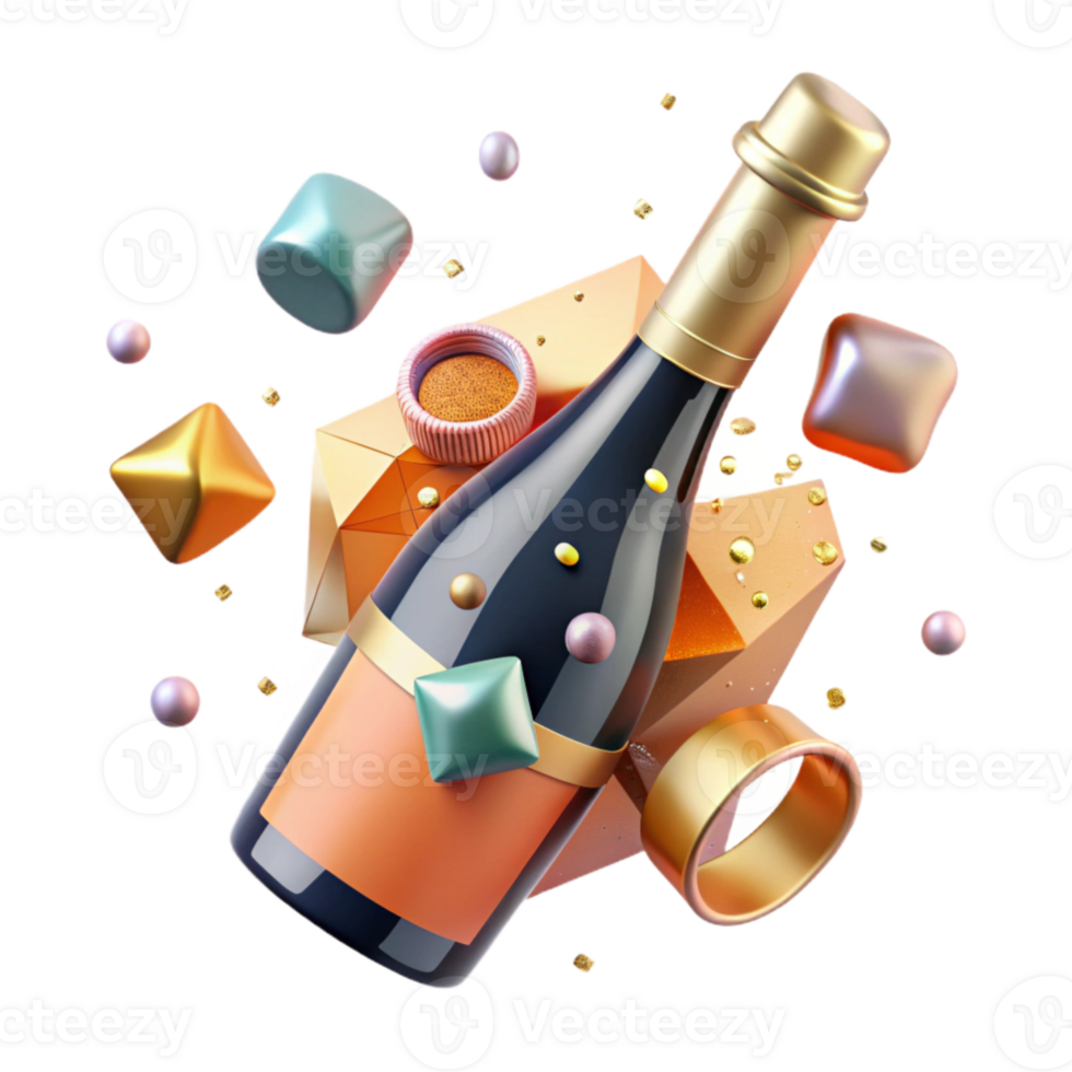 stunning abstract Anniversary Champagne Bottle Celebration Drink Isolated png