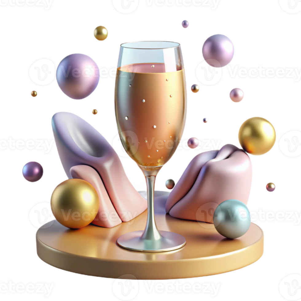 serene minimalist Anniversary Champagne Flute Elegant Glassware Isolated original png