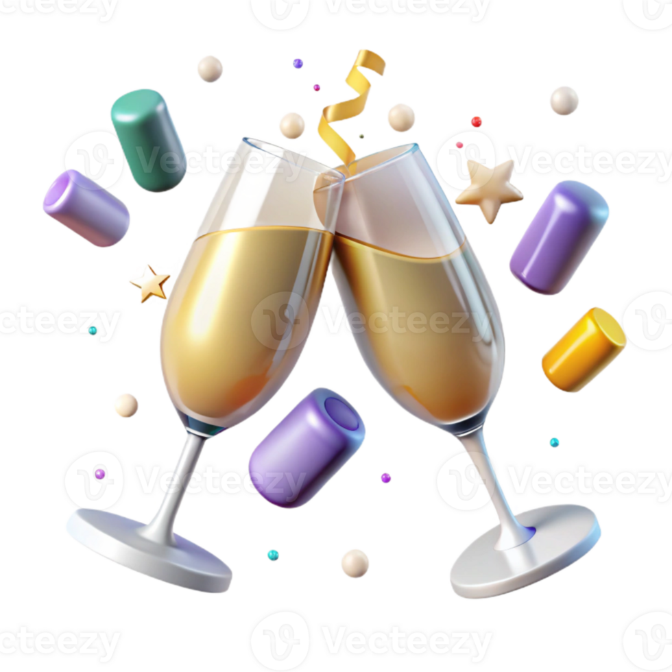 magnificent contemporary Anniversary Champagne Glasses Clinking Transparent png