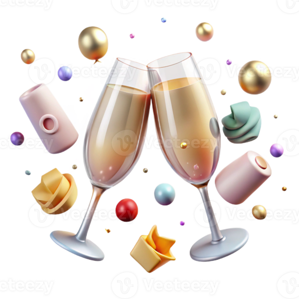 magnificent modern Anniversary Champagne Glasses Transparent for Celebration Toasts png