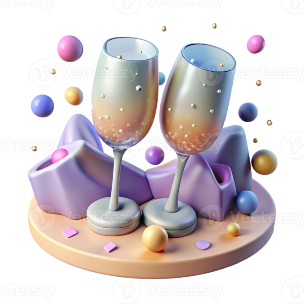 extraordinary abstract Anniversary Champagne Glasses Toasting Isolated high quality png