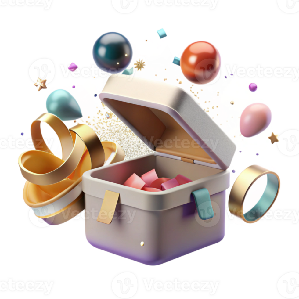 magnificent abstract Anniversary Gift Box Open Lid Surprise Isolated exclusive png