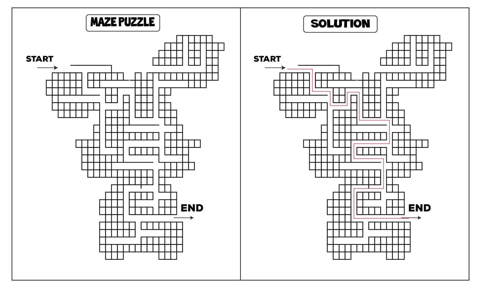 Maze Puzzle with Solution Find the Path vector