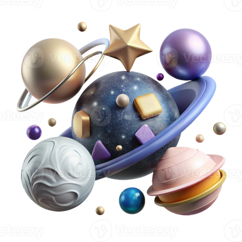 beautiful modern Astronomy Icons Set Planets and Stars Cutout for Space Exploration genuine png