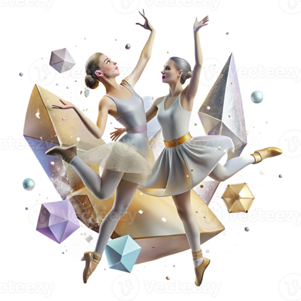elegant vintage Ballet Dancers Impressionist Art Isolated professional png