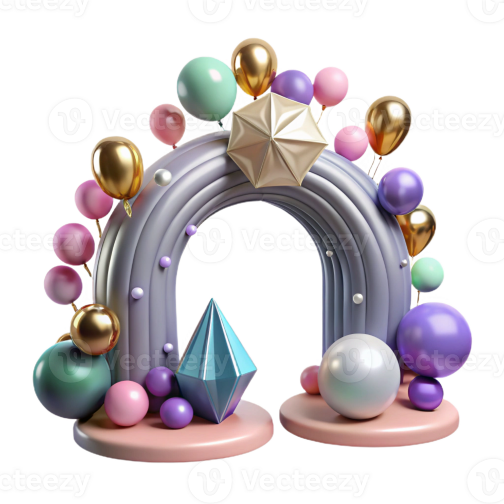 serene vintage Balloon Arch Entrance Decoration Festive Celebration Isolated png