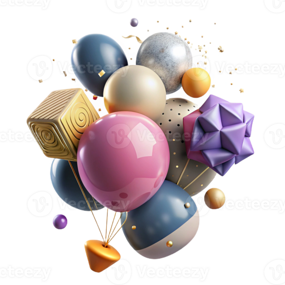 vibrant minimalist Balloon Bunch Floating Upwards Cutout for Joyful Mood genuine png