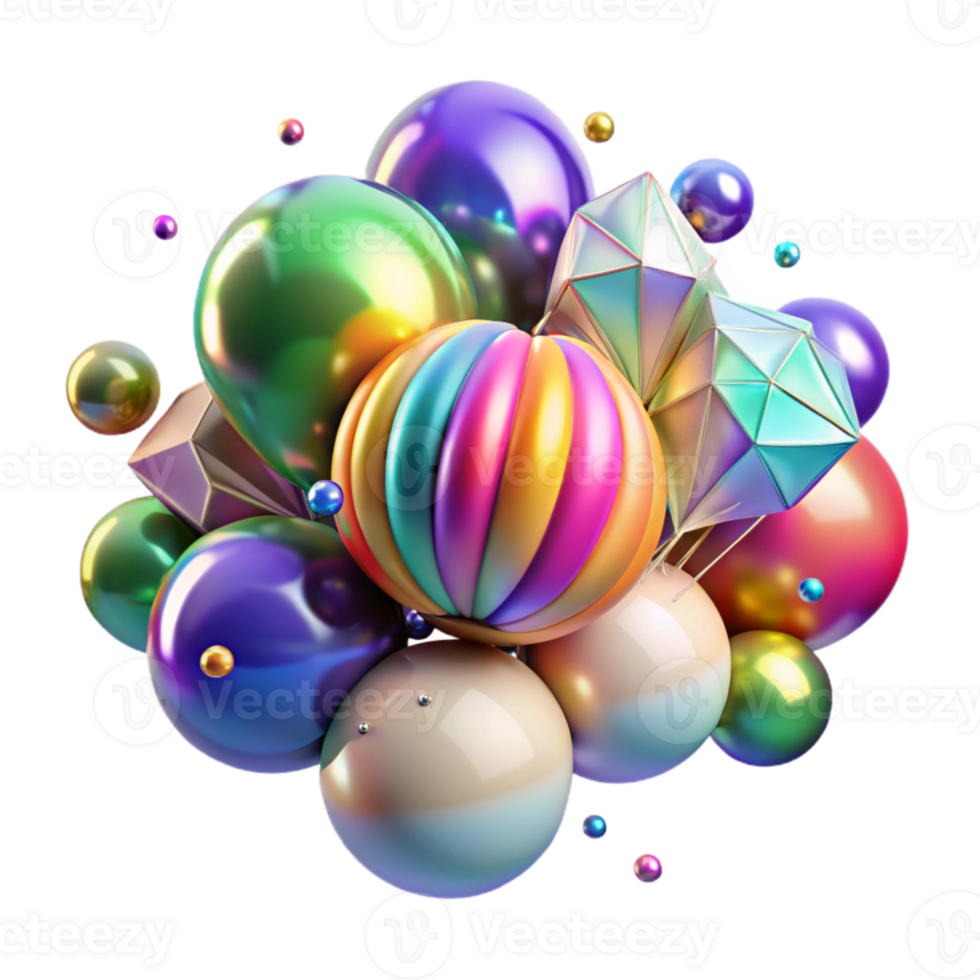serene creative Balloon Cluster Rainbow Colors Floating Transparent authentic png