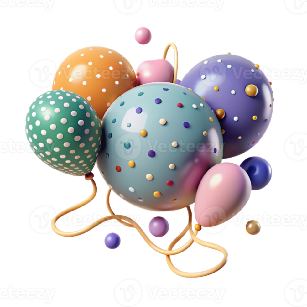 dramatic traditional Balloon String Dotted Pattern Cutout for Playful Design authentic png