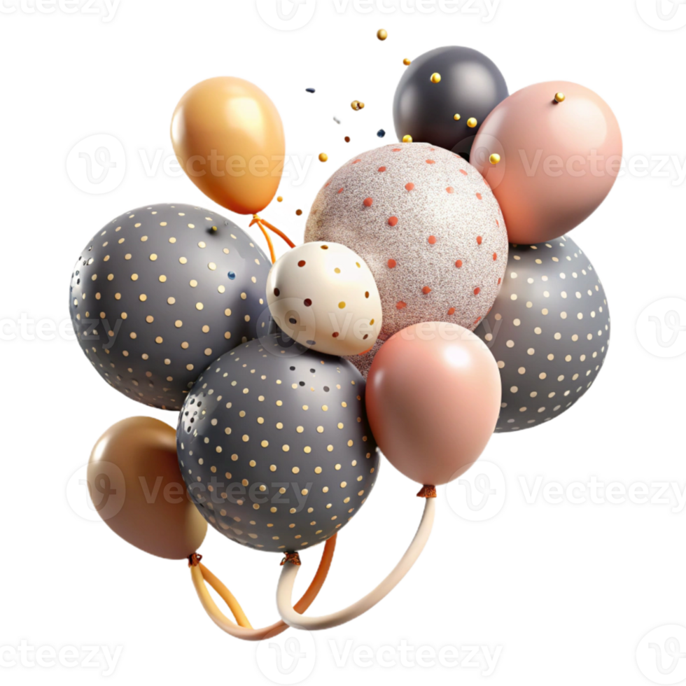 serene vintage Balloon String Dotted Pattern Cutout for Playful Design exclusive png