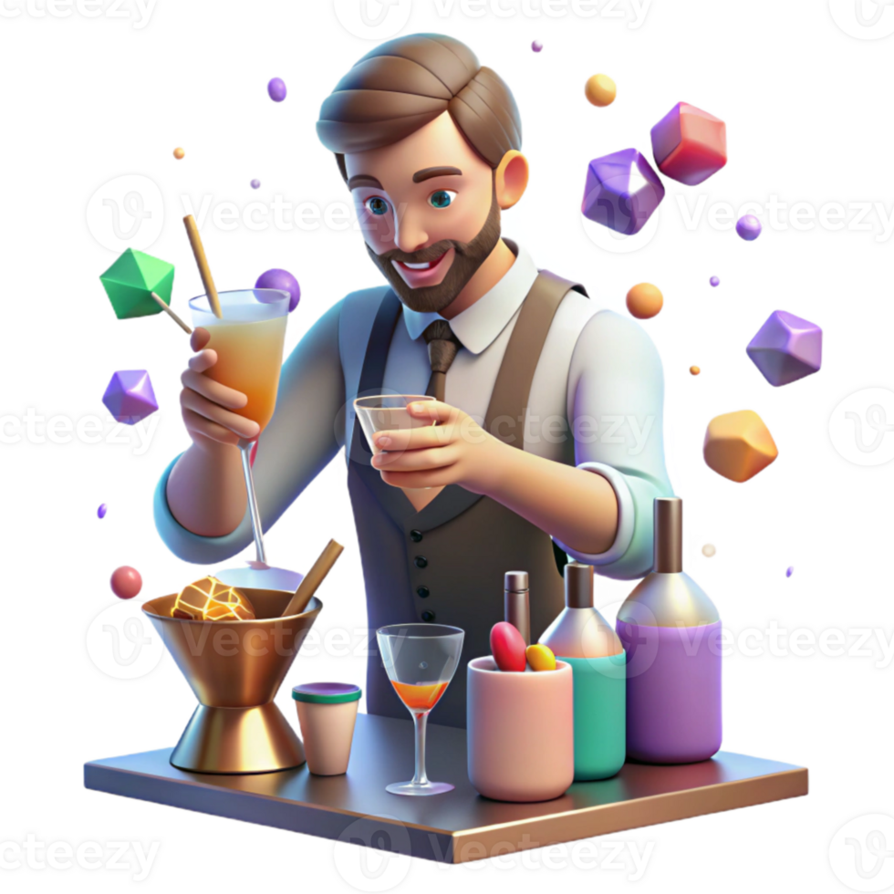 wonderful contemporary Bartender Mixing Drinks Isolated for Bar Graphics authentic png
