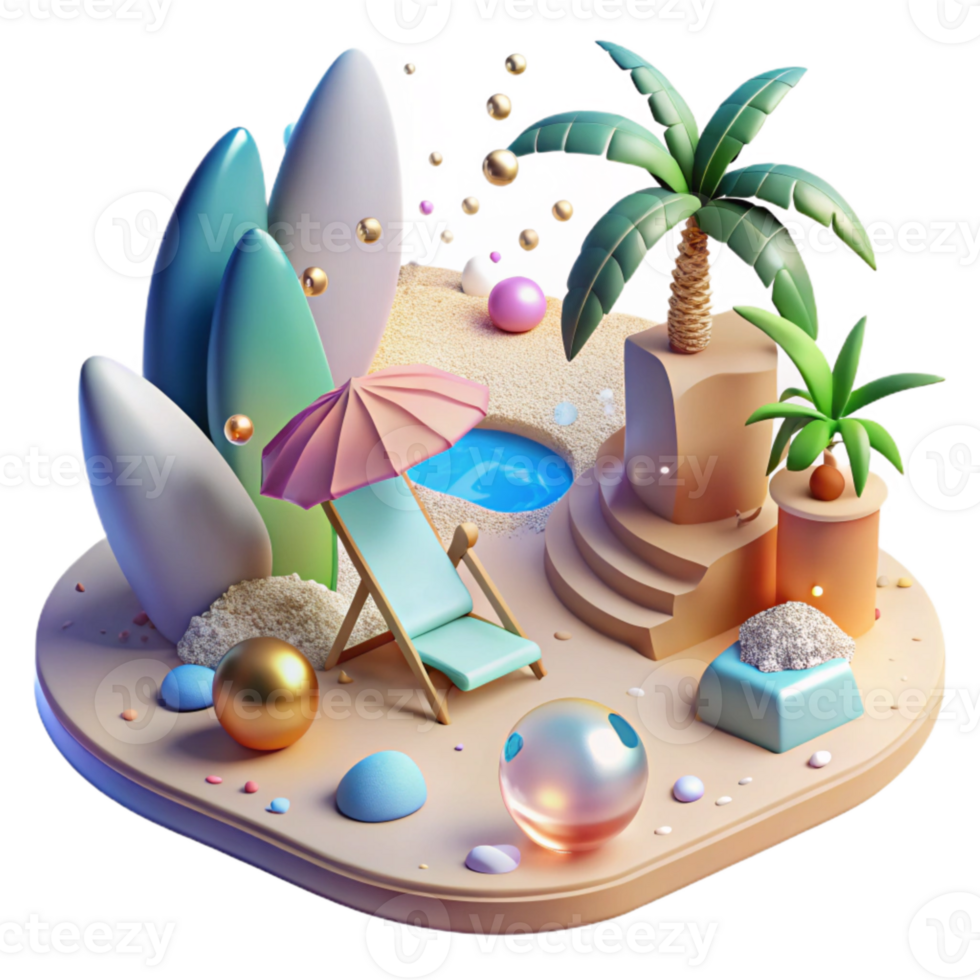 stunning modern Beach Scene Vacation Relaxation Cutout for Travel Agencies authentic png