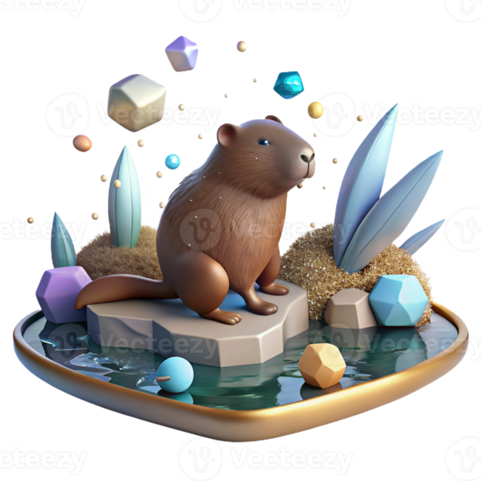 beautiful modern Beaver Silhouette Dam Isolated River Animal Cutout original png