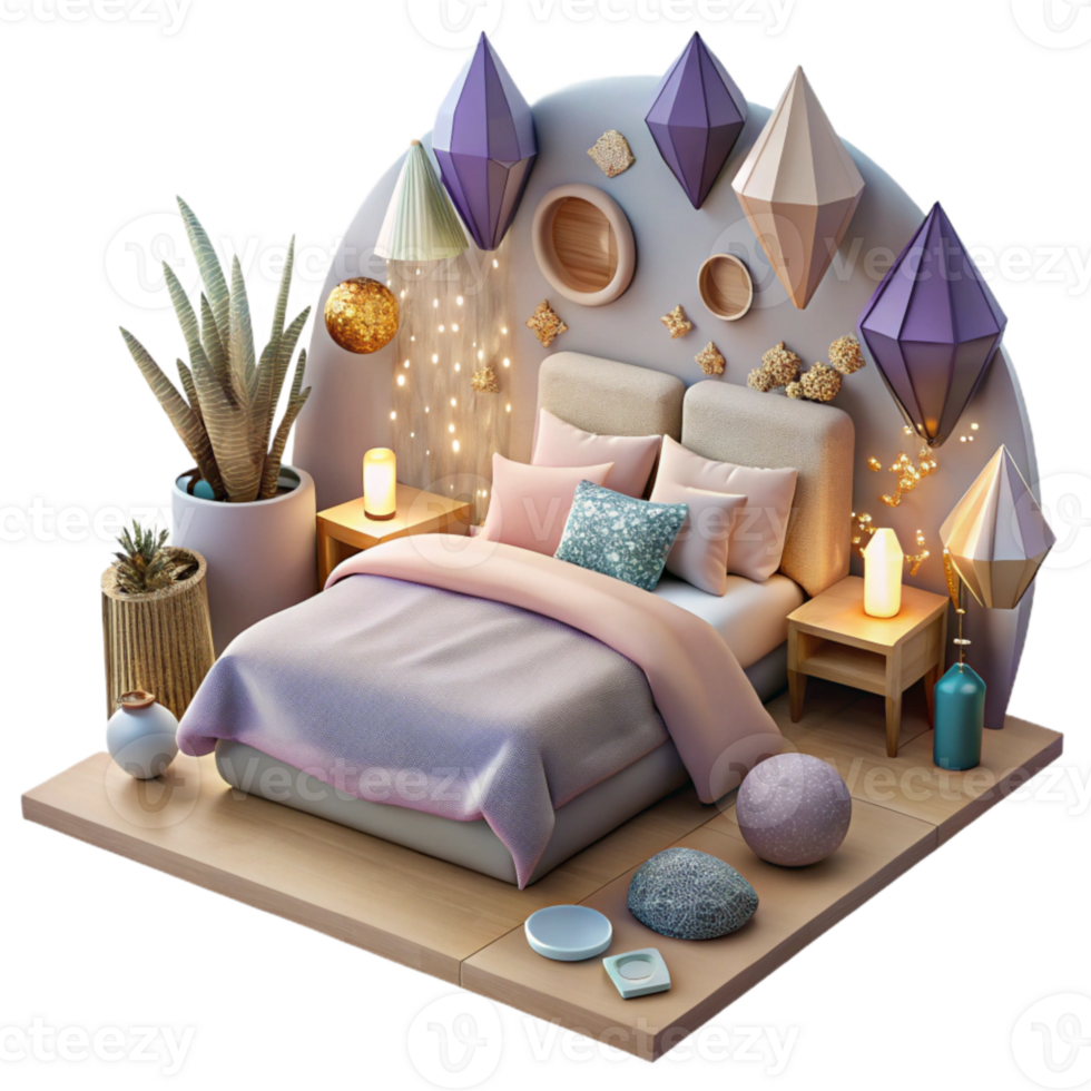 wonderful modern Bedroom Interior Cozy Bedding Arrangement Transparent png