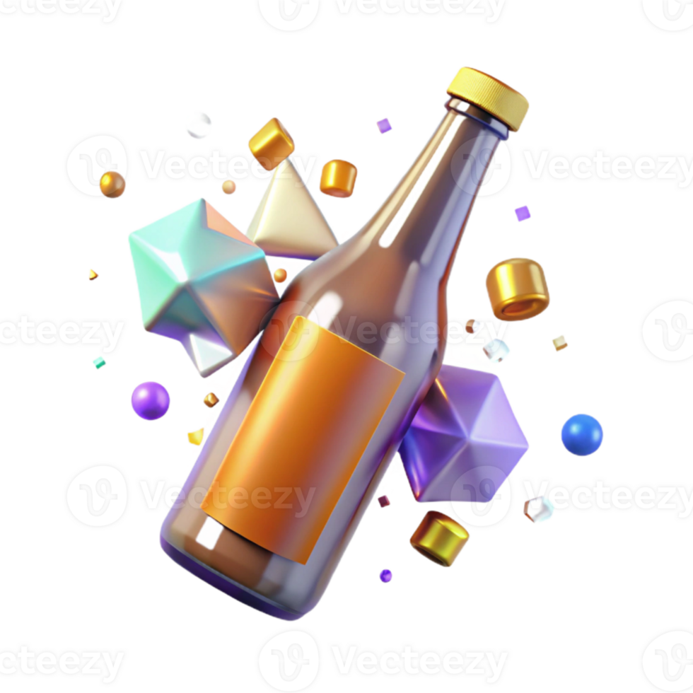 magnificent abstract Beer Bottle Alcoholic Drink Transparent for Bar Menus premium png