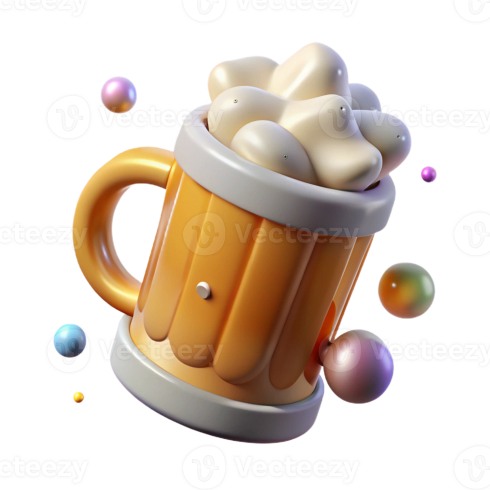 elegant abstract Beer Mug with Foam Transparent for Brewery Graphics premium png