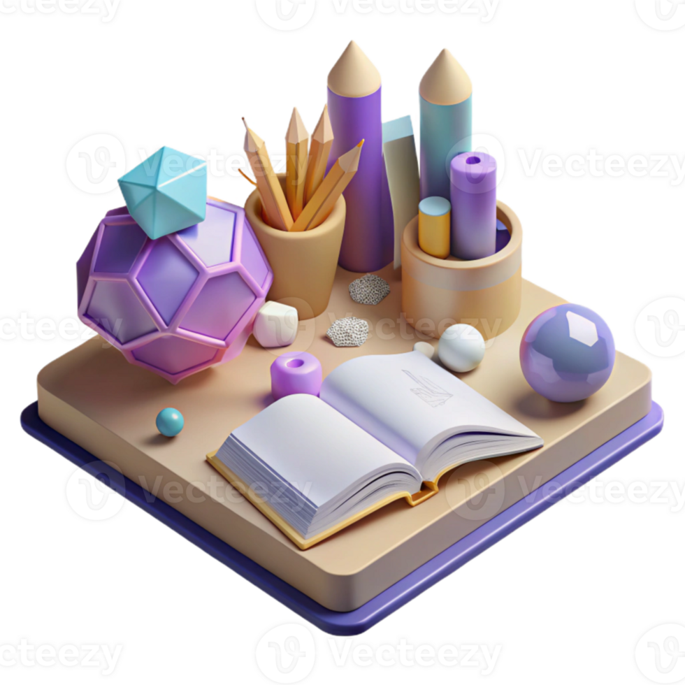 extraordinary traditional Book and Pencil on Desk Cutout for Study Space high resolution png