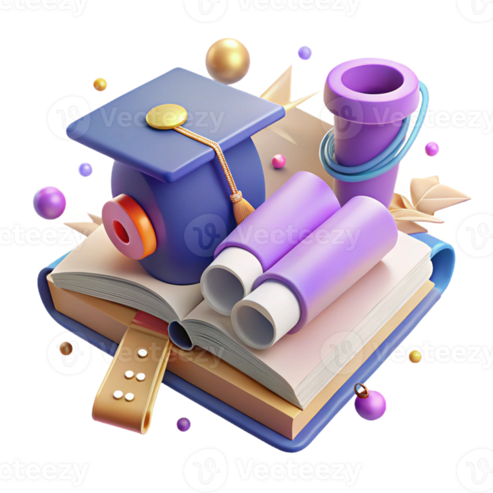 impressive modern Book and Graduation Scroll Cutout for Academic Achievements png