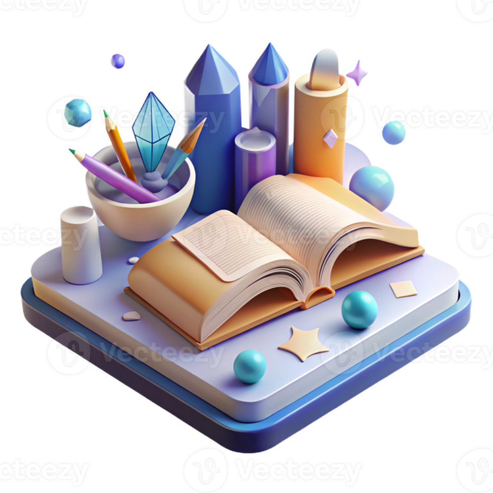 beautiful classic Book and Pencil on Desk Cutout for Study Space exclusive png