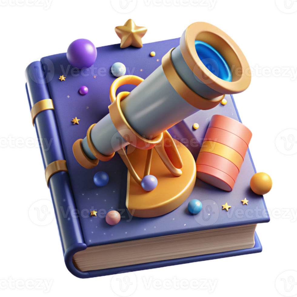 extraordinary classic Book and Telescope Cutout for Astronomy Enthusiasts professional png