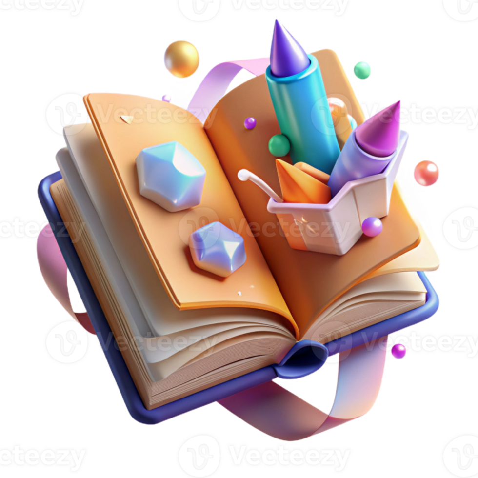vibrant vintage Book with Bookmarks and Notes Cutout for Studying Concepts exclusive png