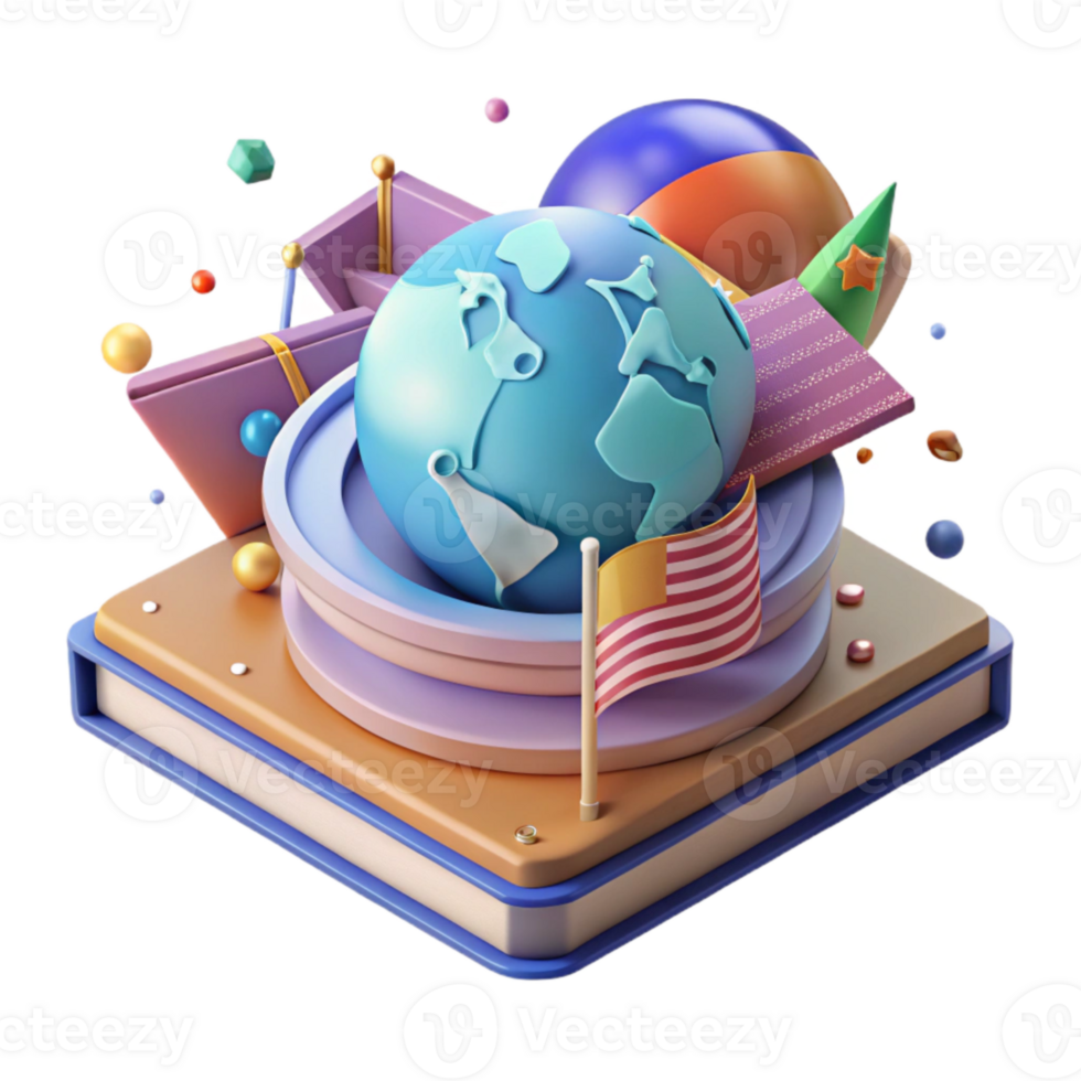 impressive modern Book with Globe and Airplane Cutout for Travel Literature professional png
