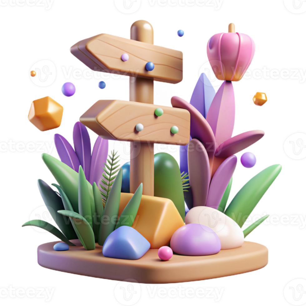 magnificent modern Botanical Garden Signpost Cutout for Park Navigation detailed png