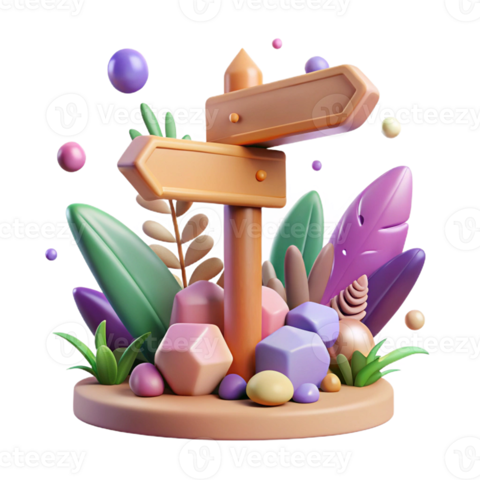 wonderful minimalist Botanical Garden Signpost Cutout for Park Navigation png