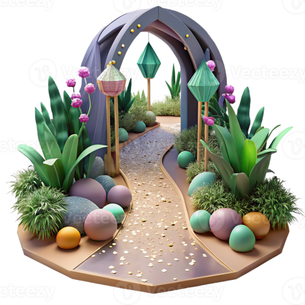dramatic artistic Botanical Garden Path Cutout for Landscape Architecture original png