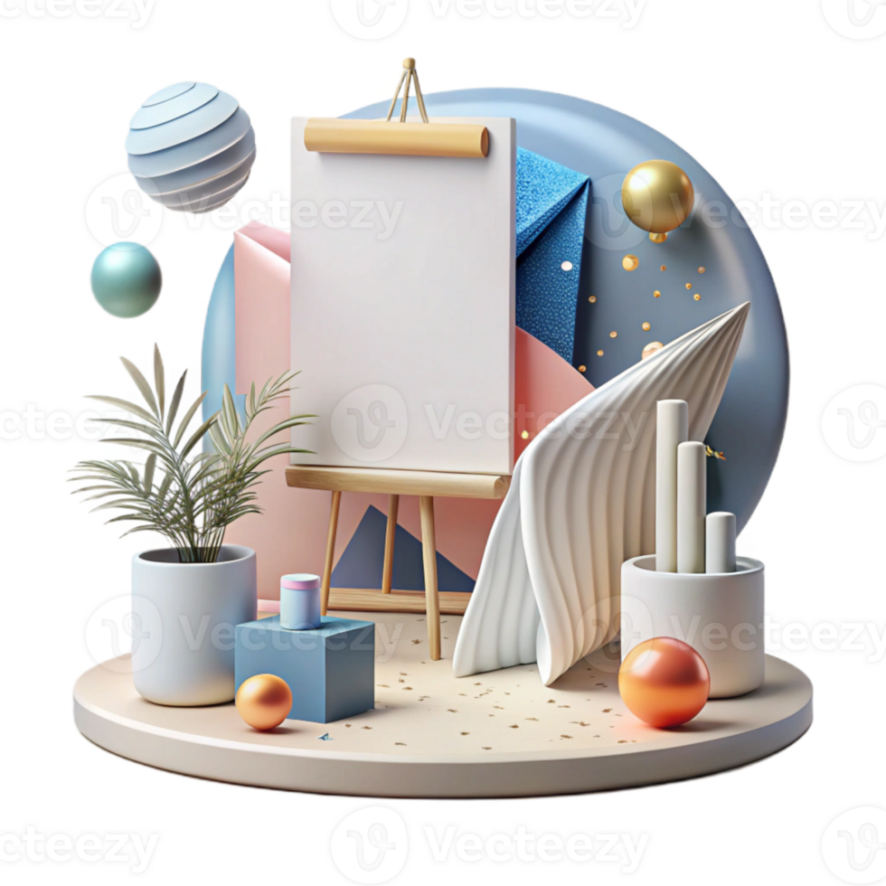 serene artistic Branding Presentation Mockup Modern Workspace Isolated genuine png