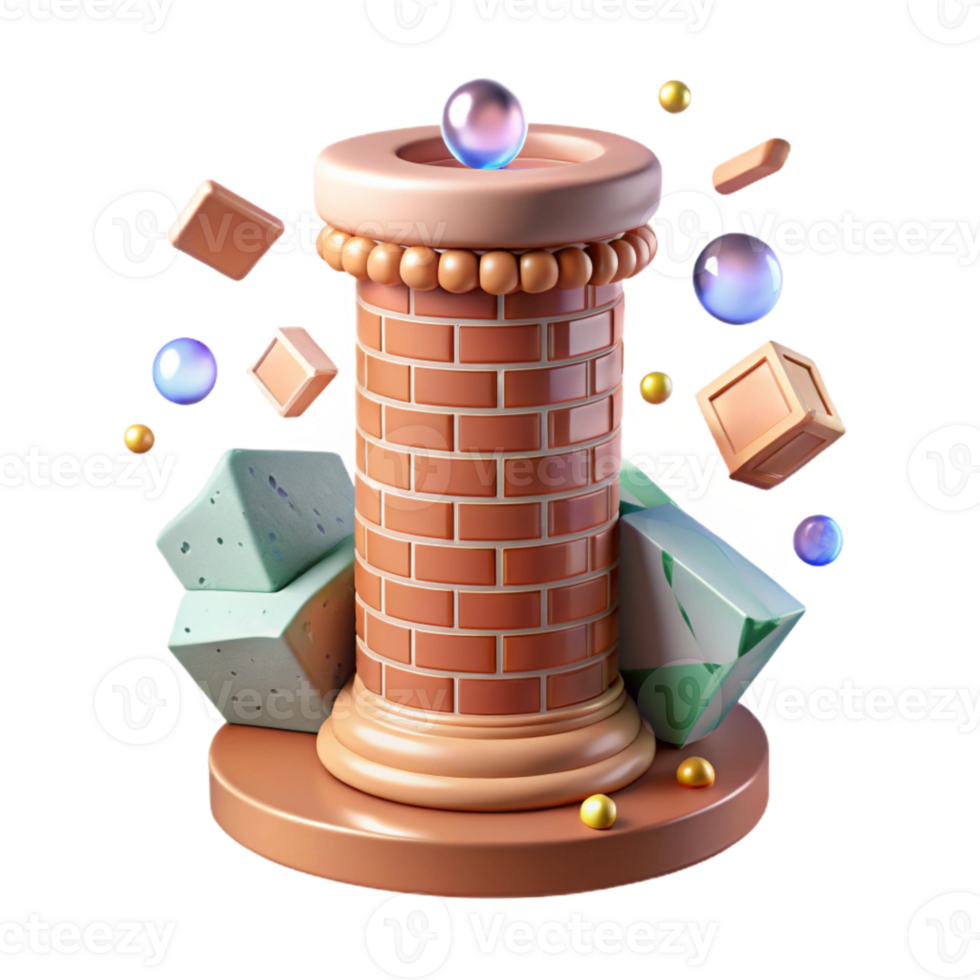 dramatic creative Brick Column Transparent Background Industrial Design authentic png
