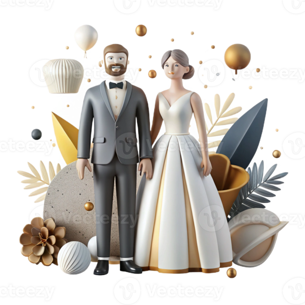 dramatic contemporary Bride and Groom Silhouette Cutout for Wedding Invitations detailed png