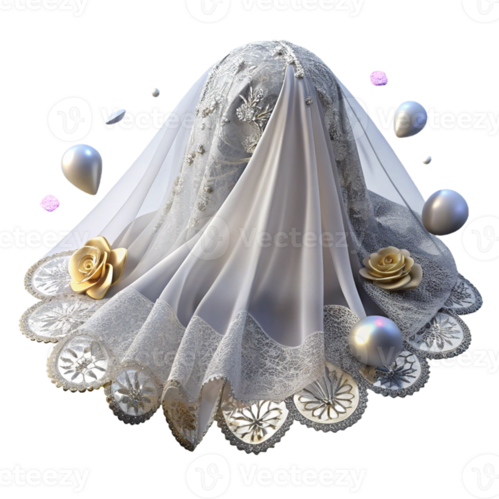 dramatic artistic Bridal Veil Lace Detail Isolated for Wedding Design Projects premium png