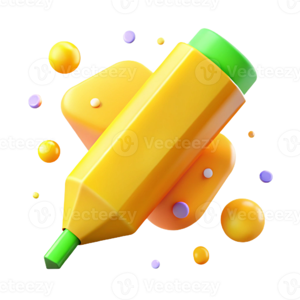 stunning creative Bright Yellow Highlighter Text Marking Tool Isolated for Studying original png