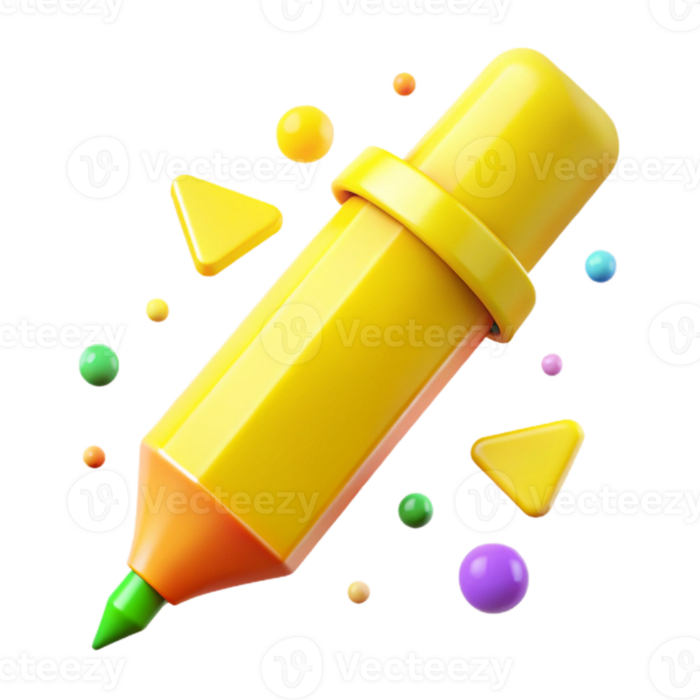 serene minimalist Bright Yellow Highlighter Text Marking Tool Isolated for Studying high resolution png