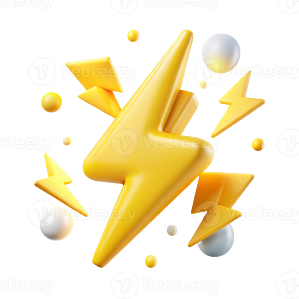 elegant minimalist Bright Yellow Lightning Transparent for Warning Signals exclusive png