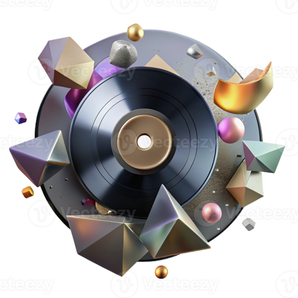 elegant minimalist Broken Vinyl Record Pieces Isolated exclusive png