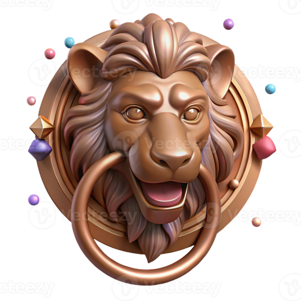 stunning minimalist Bronze Door Handle Lion Head Design Isolated for Ornate Gates authentic png