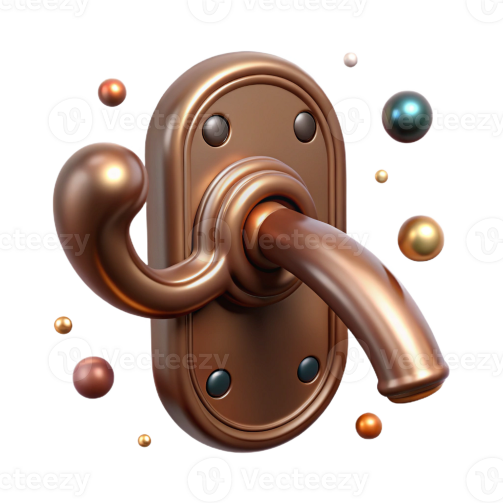 dramatic traditional Bronze Door Handle Vintage Style Isolated for Period Properties authentic png