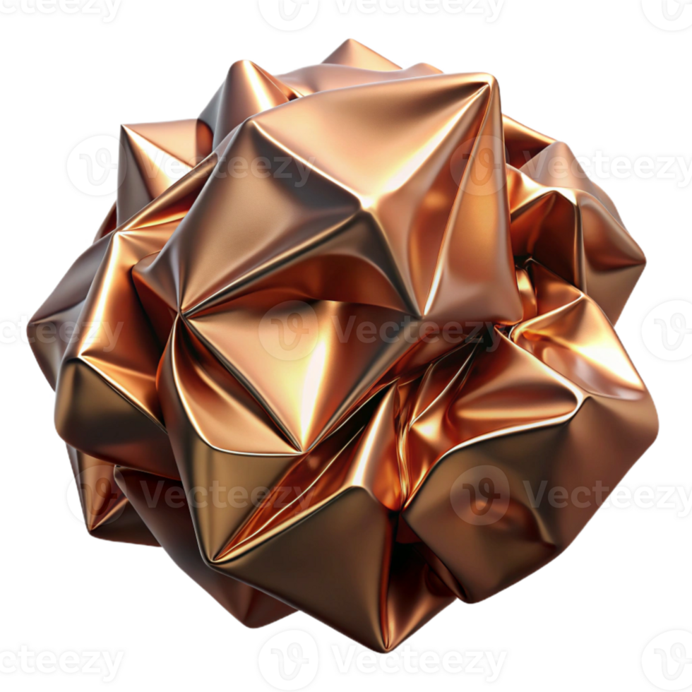 stunning artistic Bronze Texture Crumpled Foil Isolated for Packaging Design detailed png