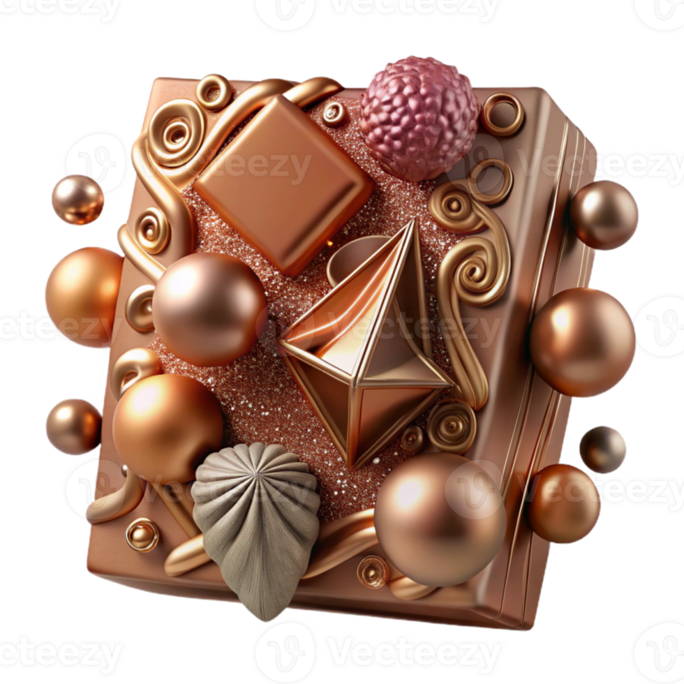 wonderful abstract Bronze Texture with Embossed Pattern Cutout for Invitation Design genuine png