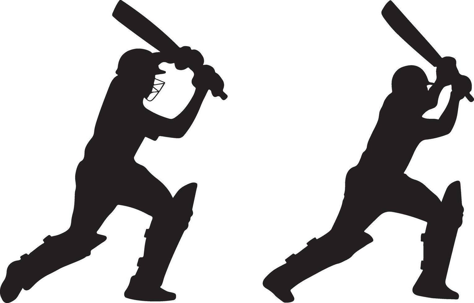 Cricket players silhouette icon, Cricket batsman black design vector