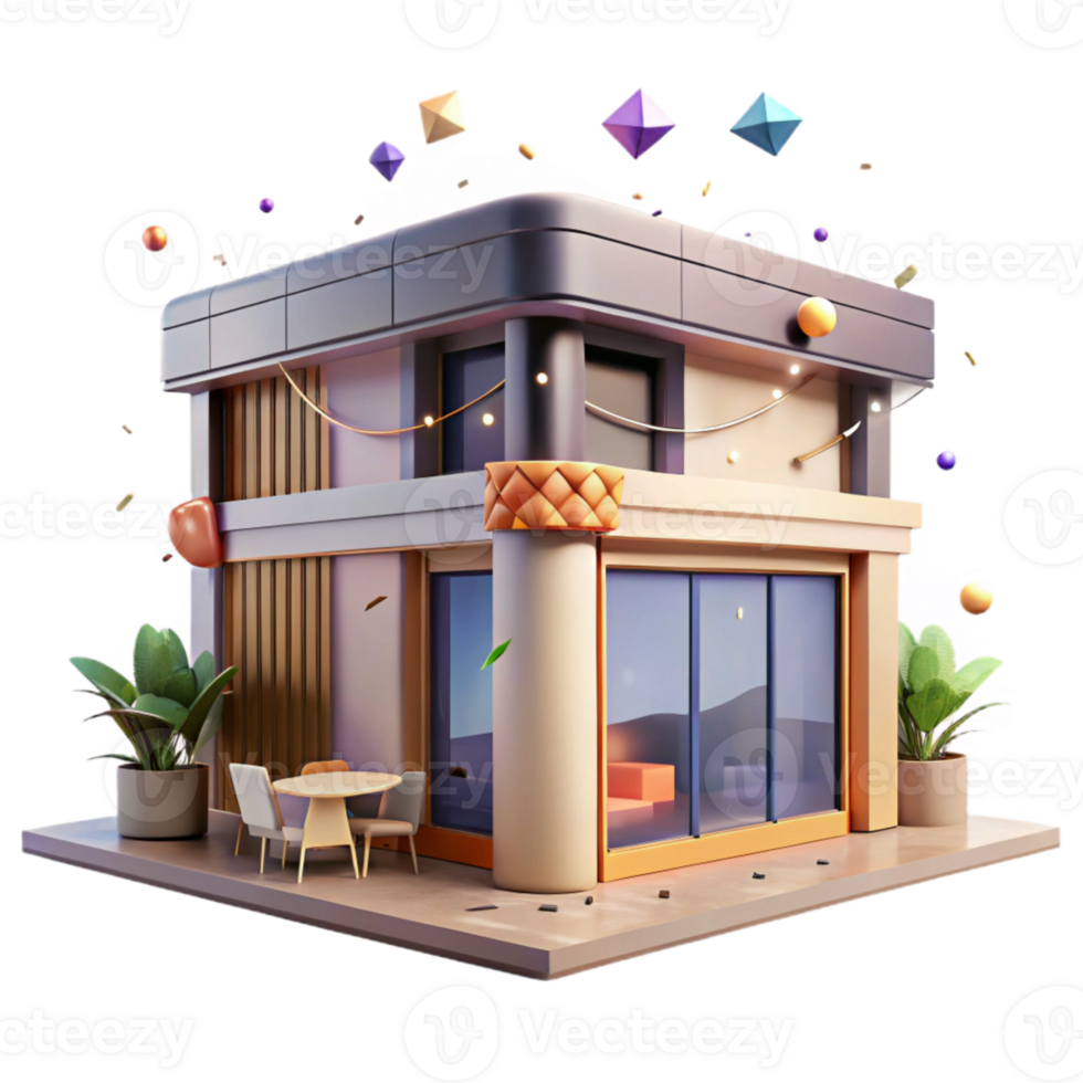 extraordinary rustic Building Facade with Rooftop Terrace Urban Oasis Transparent authentic png